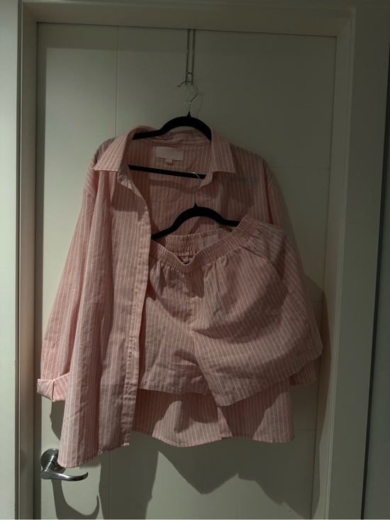 Beginning Boutique Pants - Beginning Boutique Pink and White Striped Button Shirt and Shorts